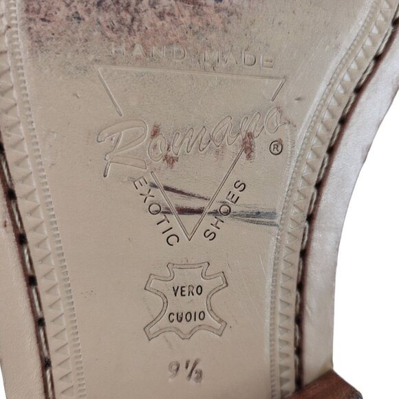 Vintage Exotic Romano Eel Crocodile Dress Shoes Baby Blue Cream Derby Oxford 9.5 - Picture 12 of 12